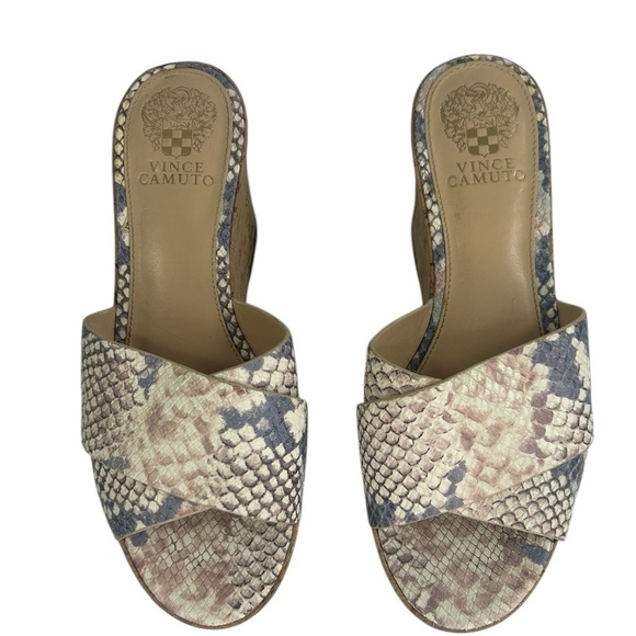 Vince Camuto Kessina Sahara Snakeskin Leather Wedge Platform Sandals 7.5 READ - Picture 3 of 11